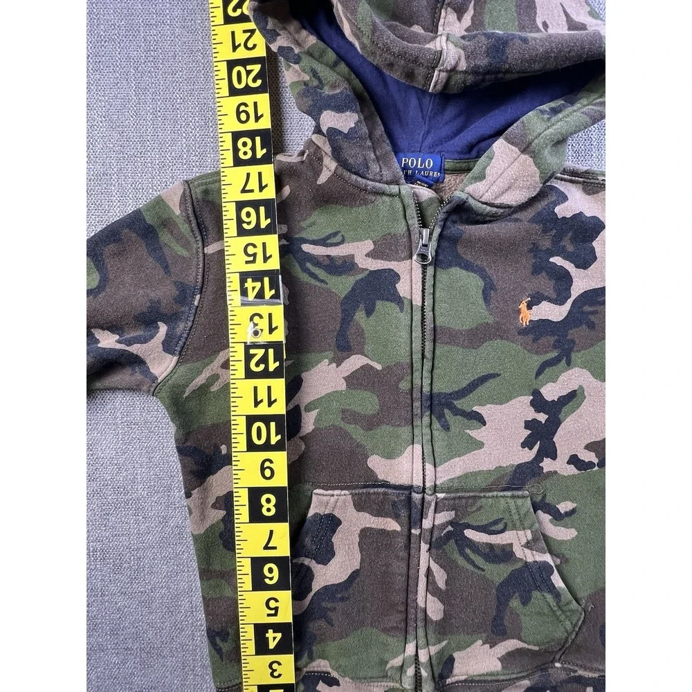 Polo Ralph Lauren Jacket Youth 7 Boys Camouflage Full Zip Hooded Pockets Preppy